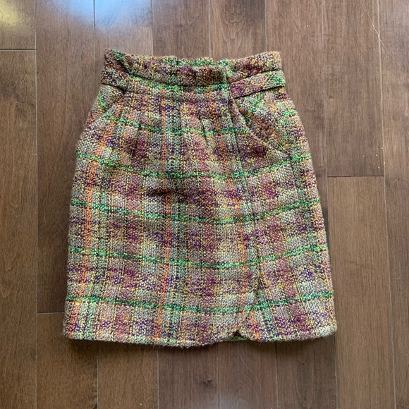 Colourful cotton/wool blend tweed pencil skirt - Picture 1 of 6